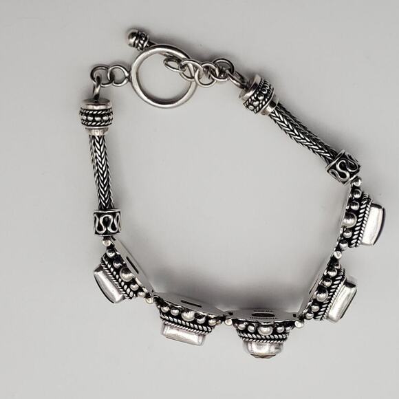 Suarti Bali BA Sterling Silver Citrine Amethyst Peridot Toggle Bracelet - Picture 8 of 12